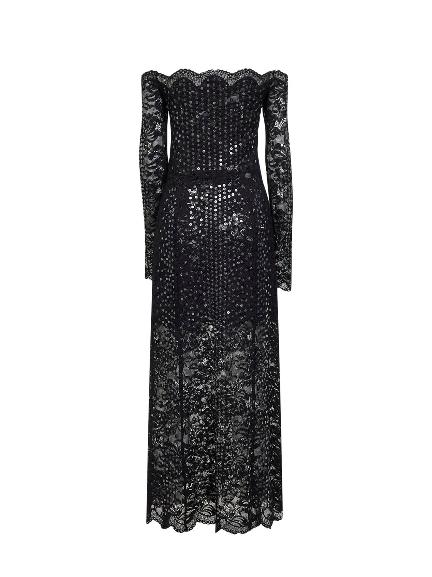 Midi Dress Black Embroidered-Sequins