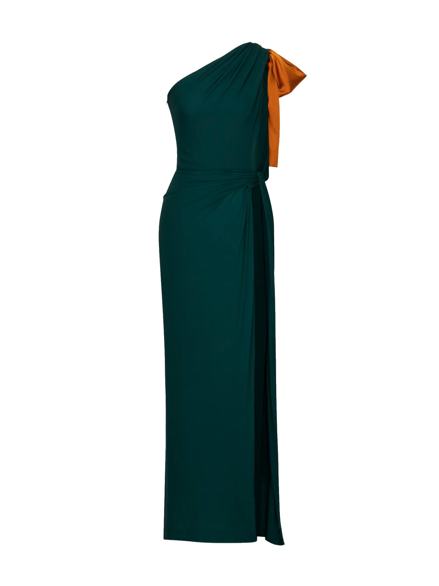 Emerald Silk Crepe Muslin Maxi Dress