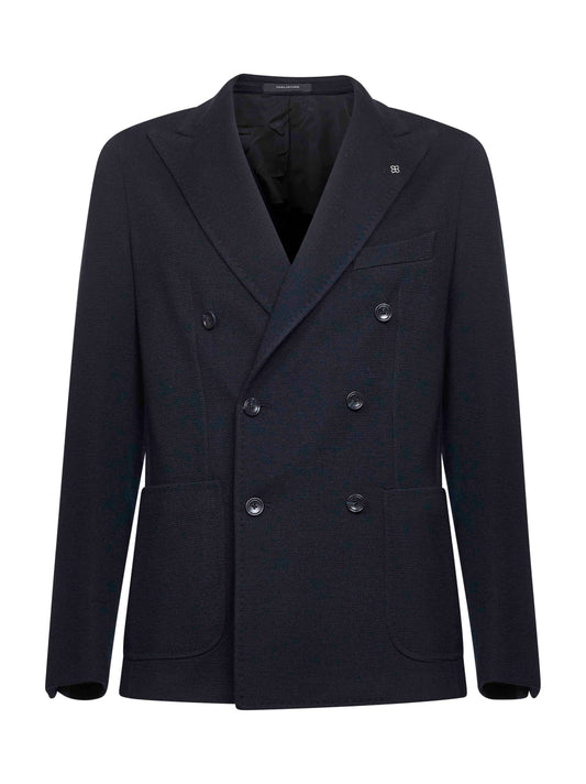 Blue Jersey Double-Breasted Blazer