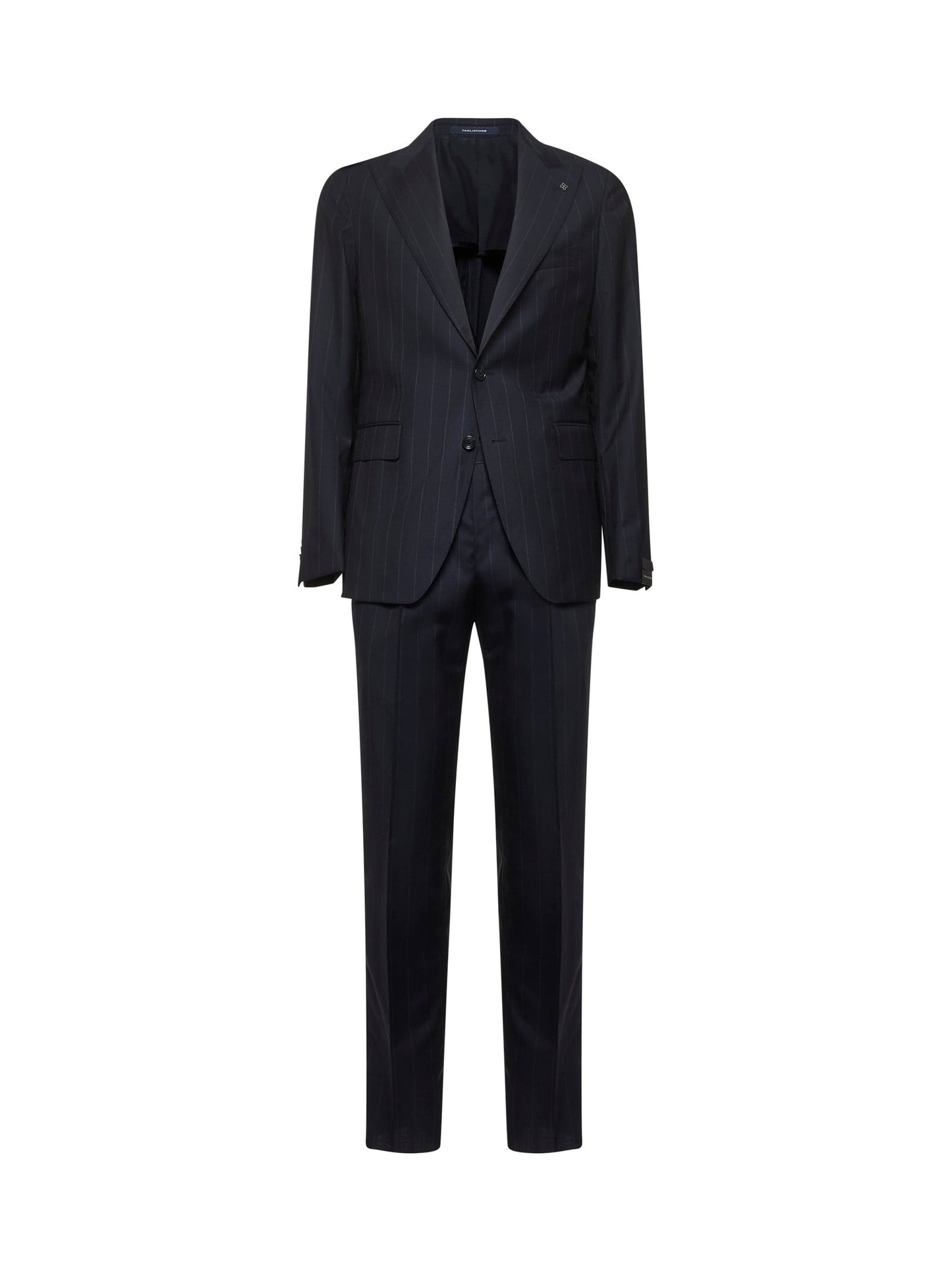 Blue Pinstriped Wool Single-Breasted Suit
