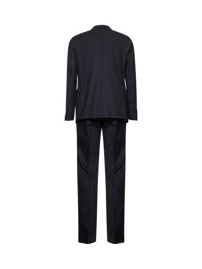 Blue Pinstriped Wool Single-Breasted Suit