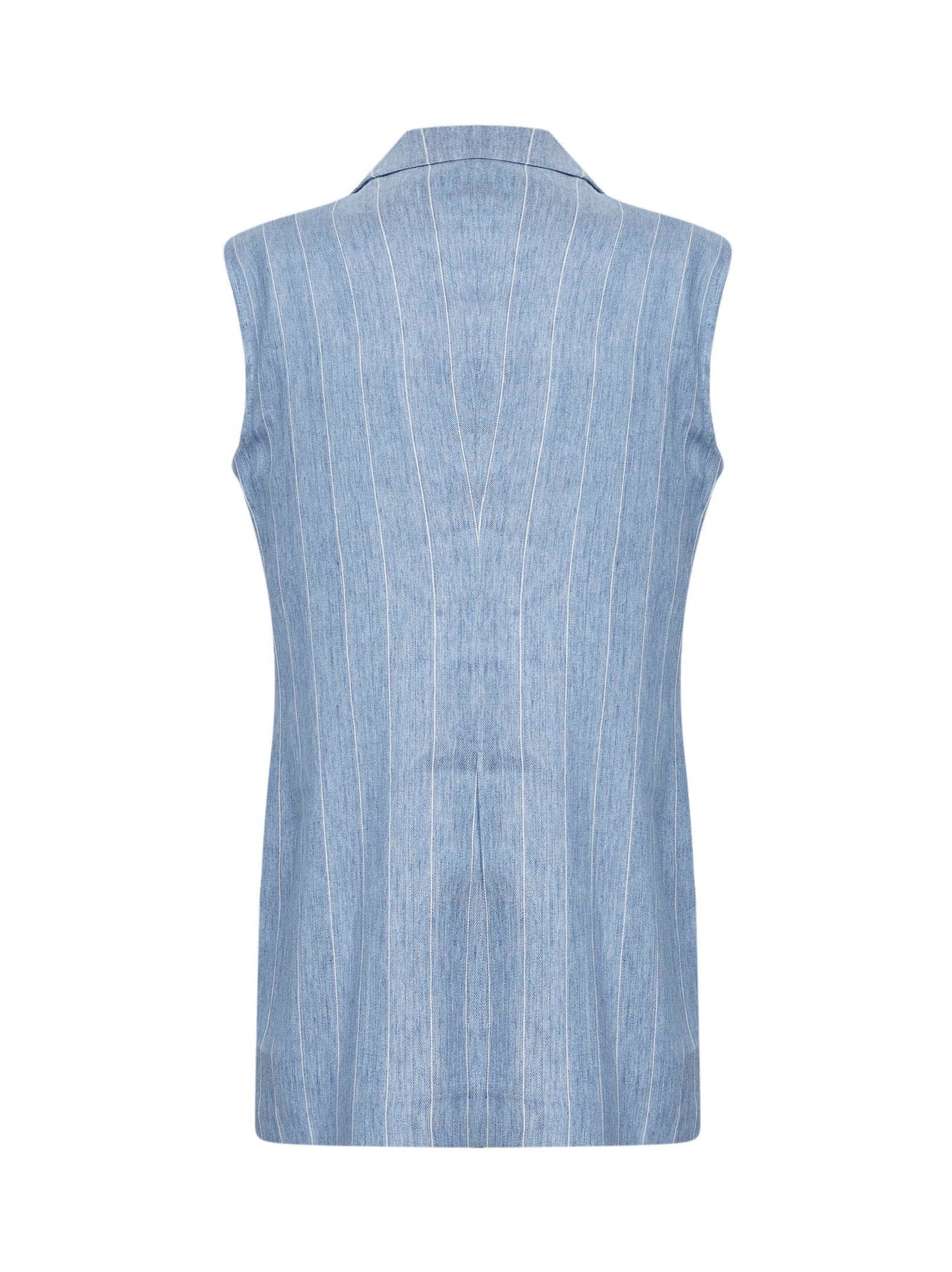 Sleeveless Blazer Light Blue Linen