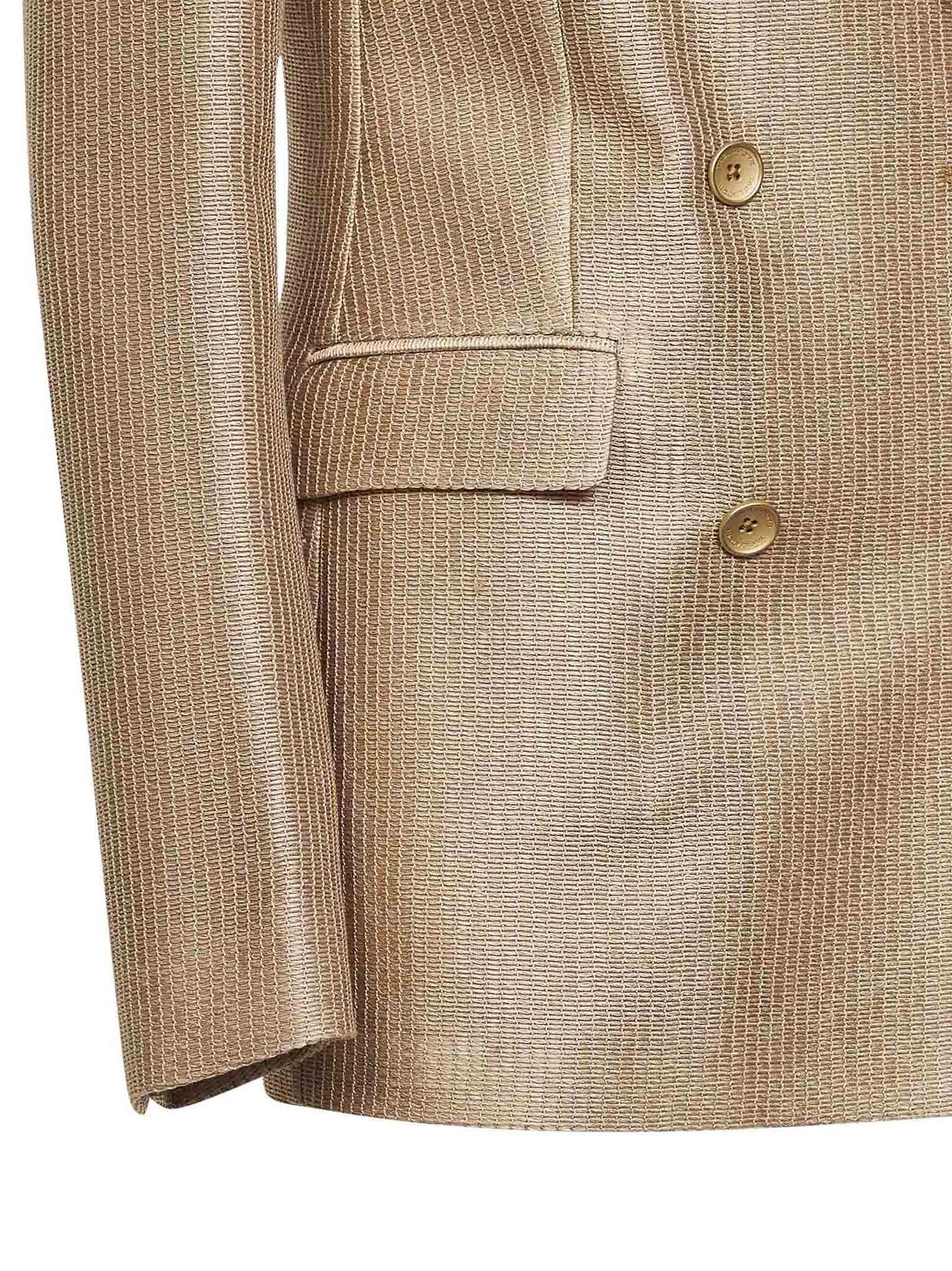 Double-Breasted Jacquard Blazer Beige