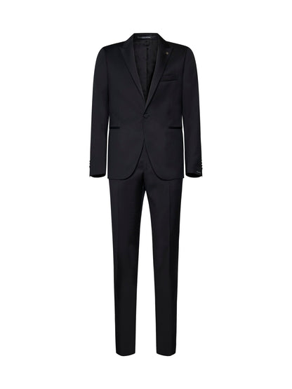 Vesuvio Suit in Black Wool