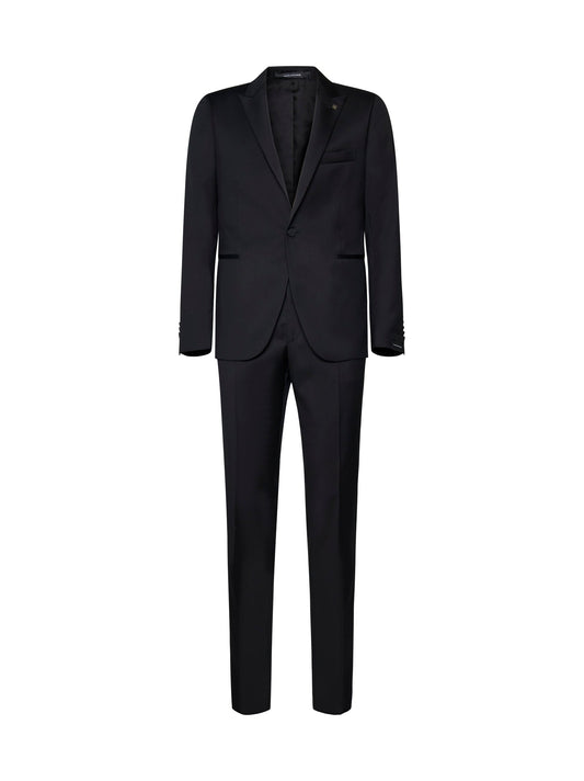 Vesuvio Suit in Black Wool