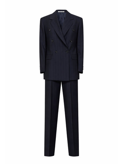 Suit Double-Breasted Blue Virgin Wool