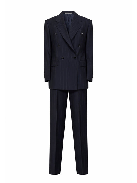 Suit Double-Breasted Blue Virgin Wool