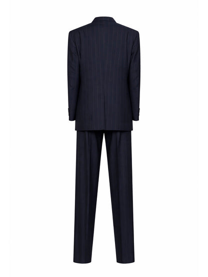 Suit Double-Breasted Blue Virgin Wool