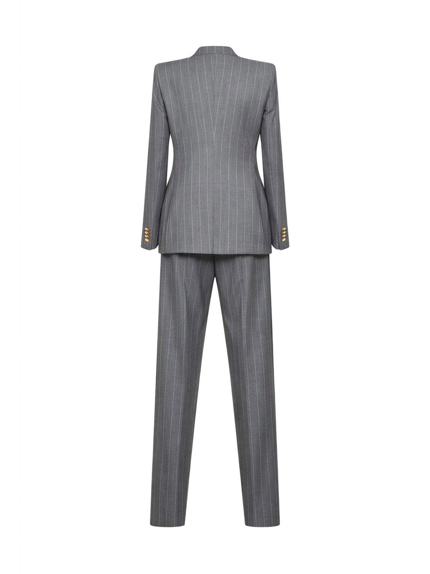 Double-Breasted Pinstriped Suit, Grey Virgin Wool