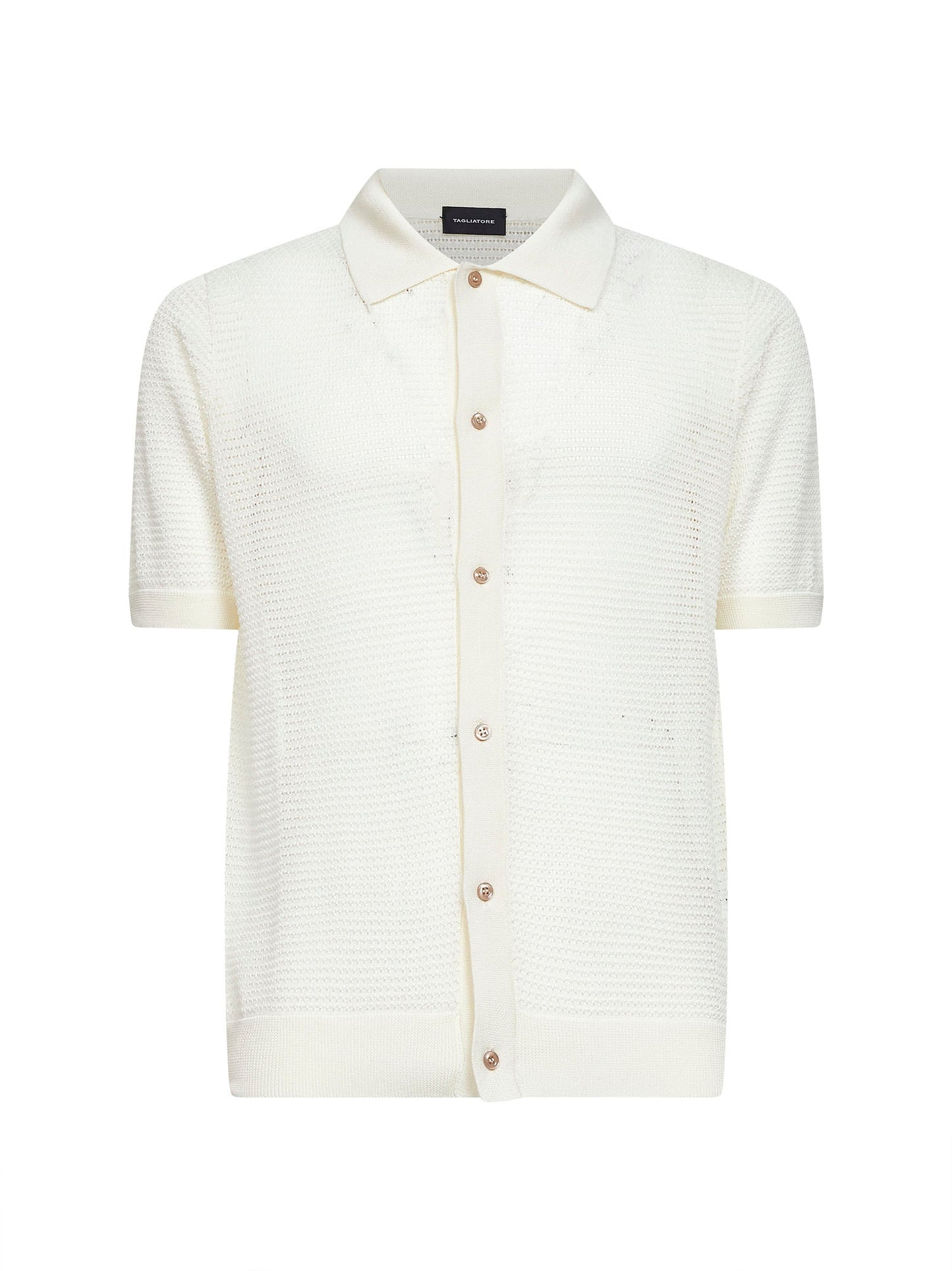 Short-Sleeved Pointelle Shirt Cream