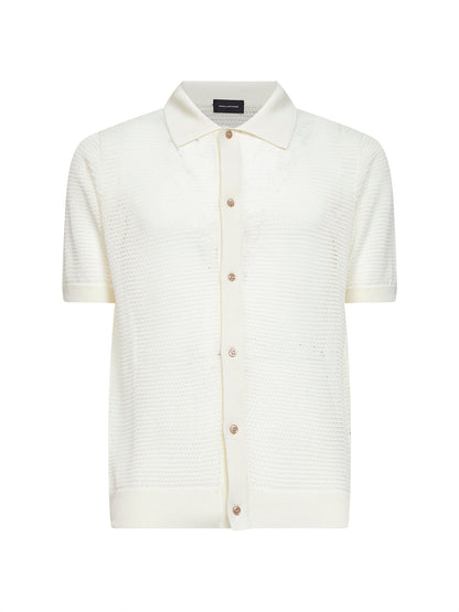 Short-Sleeved Pointelle Shirt Cream