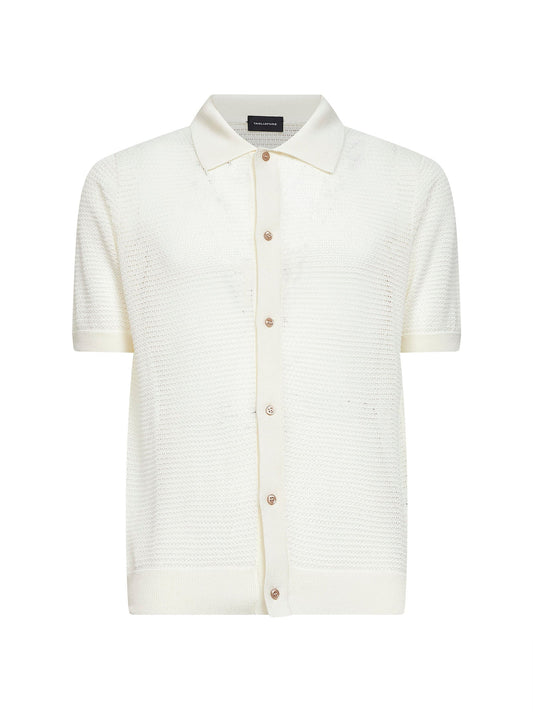 Short-Sleeved Pointelle Shirt Cream