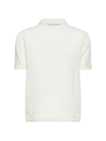 Short-Sleeved Pointelle Shirt Cream