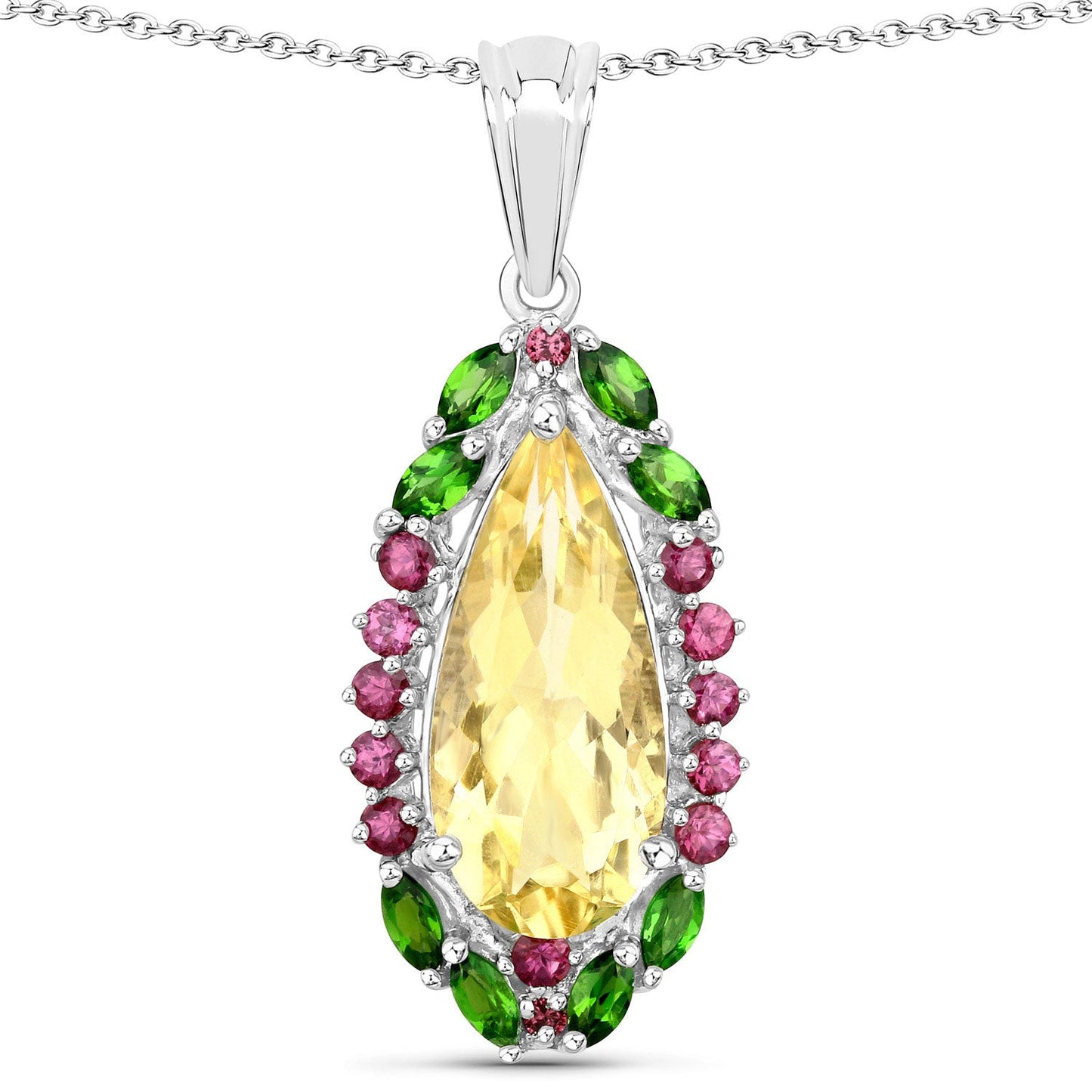 Genuine Yellow Citrine Drop Pendant Necklace