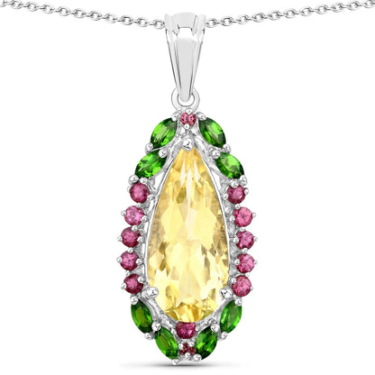 Genuine Yellow Citrine Drop Pendant Necklace