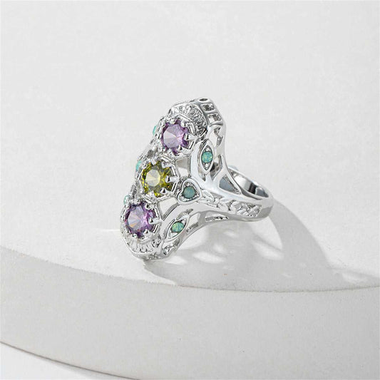 Pink & Yellow Crystal Cubic Zirconia-Accent Openwork Round-Cut Ring
