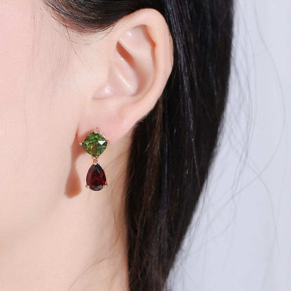 Crystal & Rose Goldtone Teardrop Earrings
