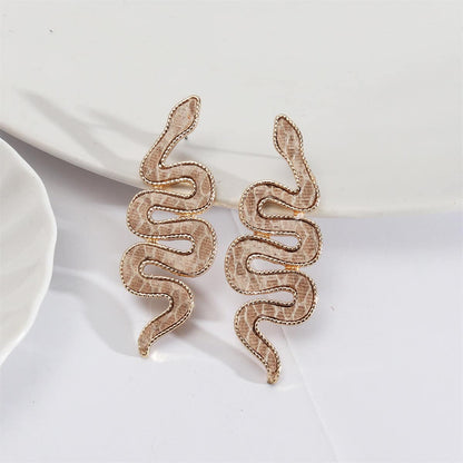 Yellow Polyurethane & Goldtone Snake Drop Earrings