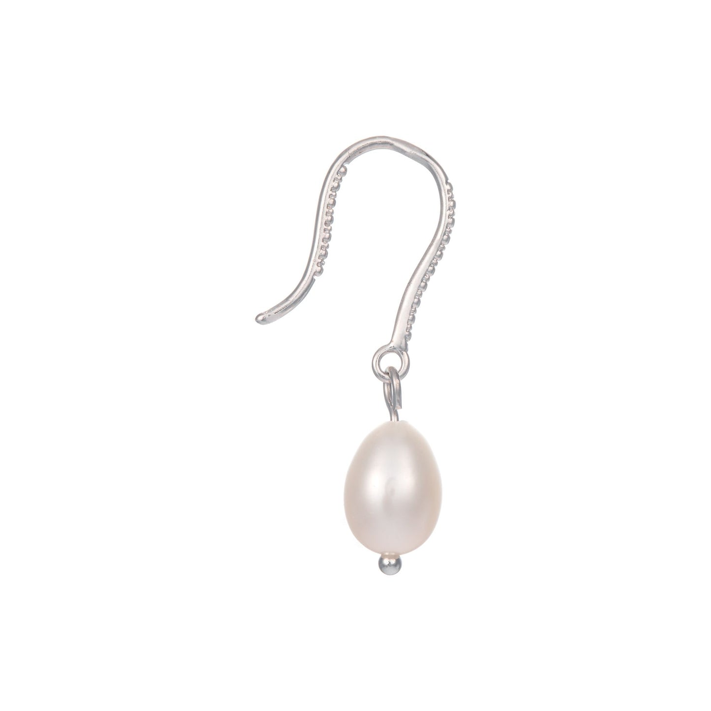 Sterling Silver White Gold Plated with Colored Pearl Drop Earrings