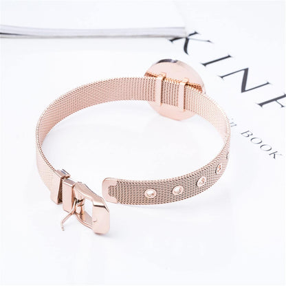Rose Goldtone Roman Numberal Watch Belt Bracelet
