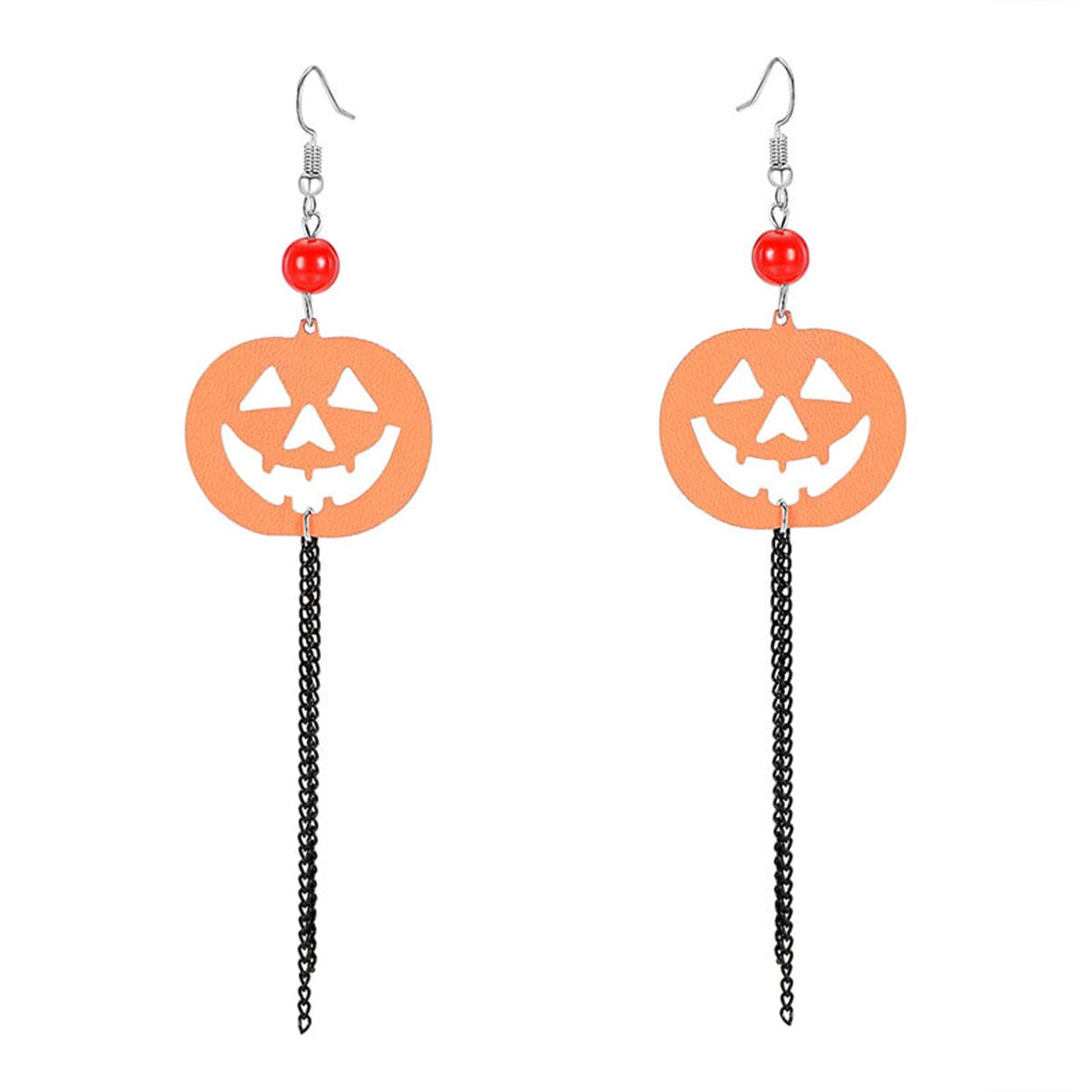 Orange & Black Pumpkin Tassel Drop Earrings