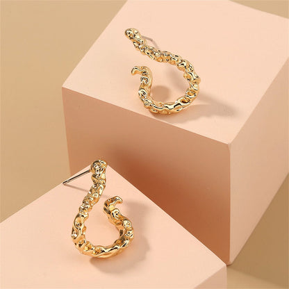 Goldtone Textured Free-Form Hoop Earrings