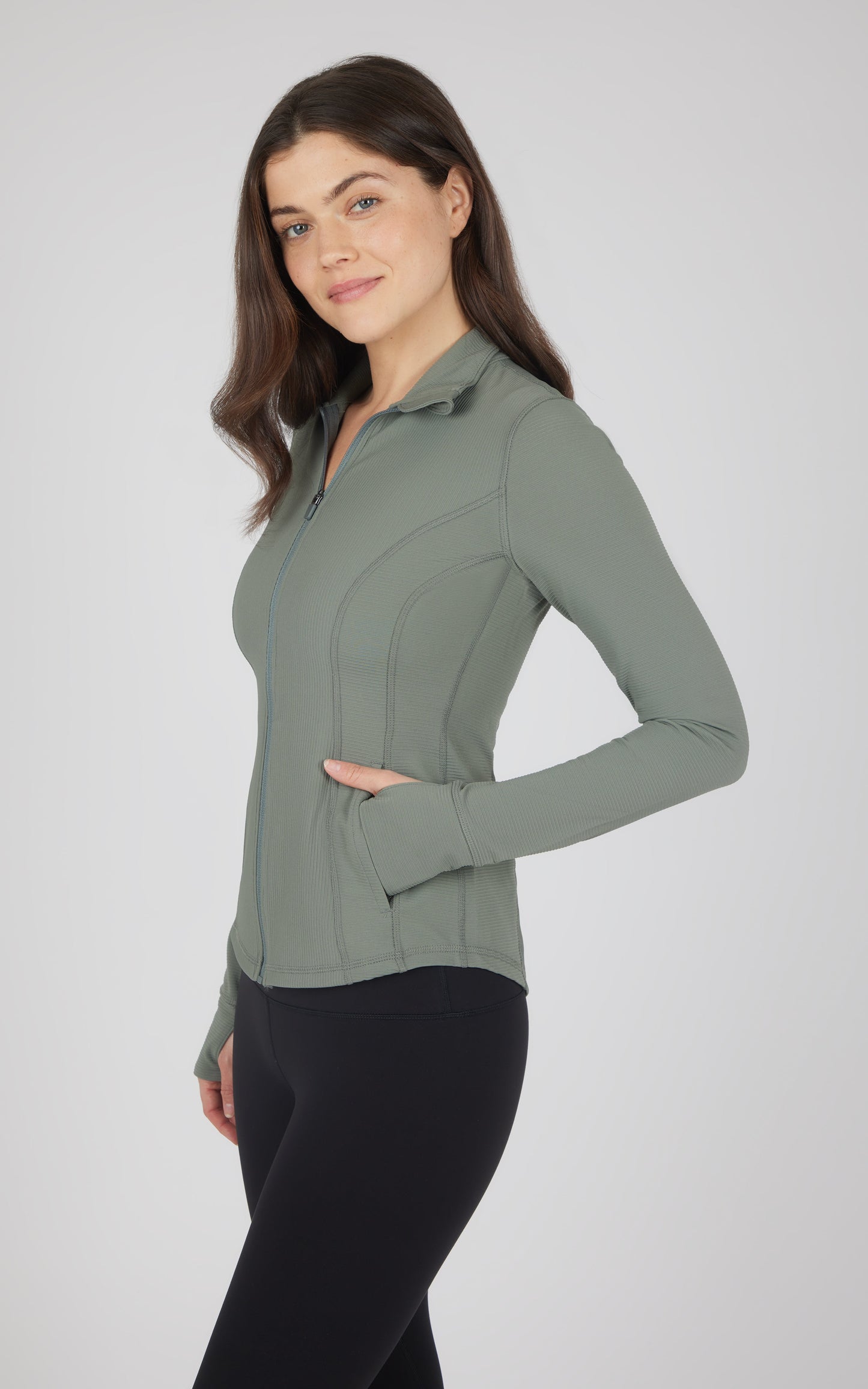 Interlink Ribbed Princess Seam Performance Jacket - Our Earthy Story
