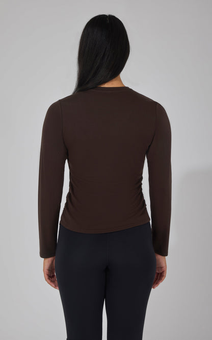 2 PK Side Ruched Long Sleeve Top