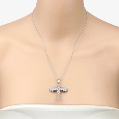 1.86 Ct Blue Aquamarine Prong Sterling Silver Dragonfly Pendant Cable Chain Necklace