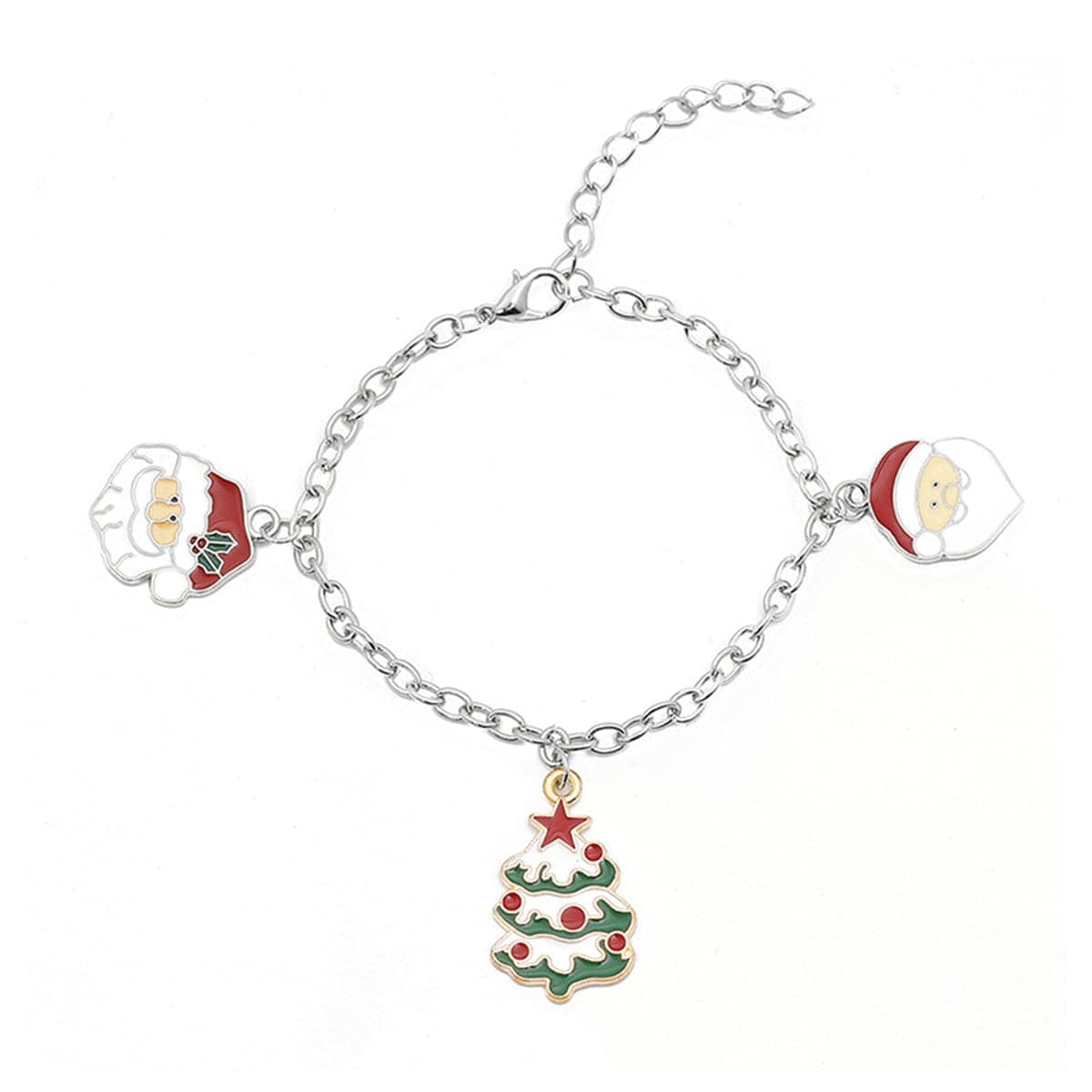 Two-tone Christmas Tree & Santa Charm Bracelet