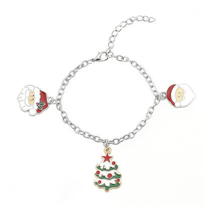 Two-tone Christmas Tree & Santa Charm Bracelet