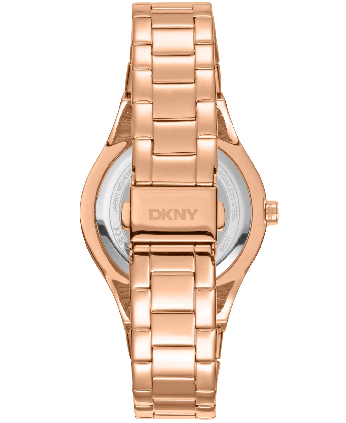 Dkny Women Watch, Rose Gold Color Case, Silver Dial, Rose Gold Color Metal Bracelet, 3 Hands, 5 Atm