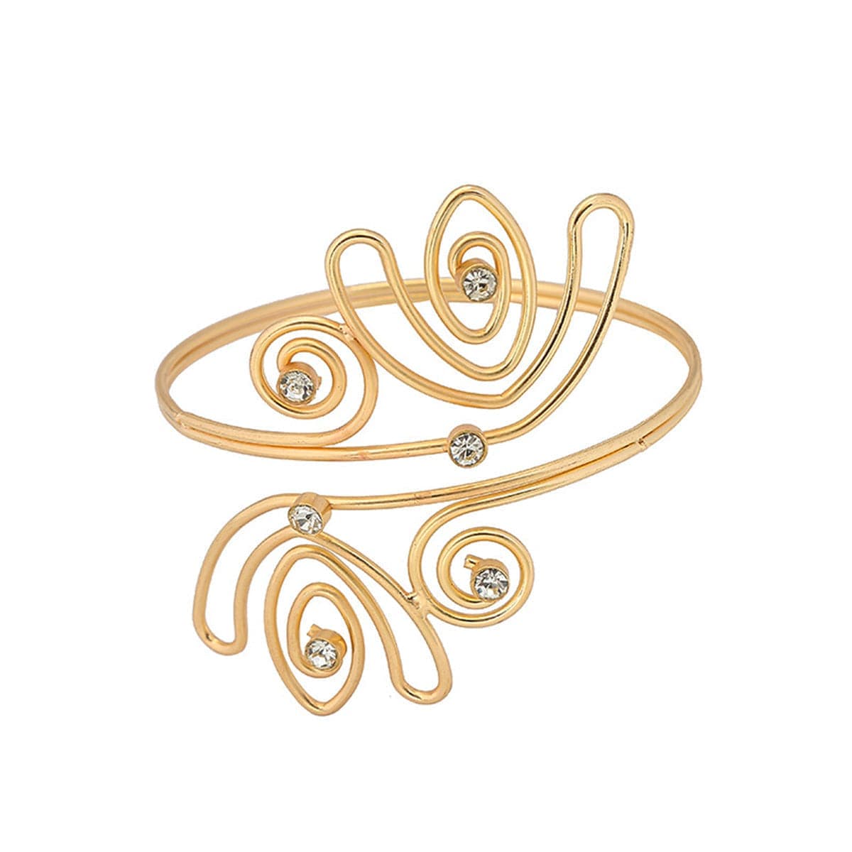 Cubic Zirconia & Goldtone Open Tulip Bypass Arm Cuff