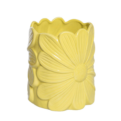 Dolomite Daisy Planter Yellow for Spring Garden Decor