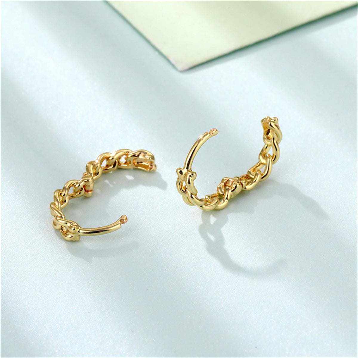 Goldtone Curb Chain Huggie Earrings