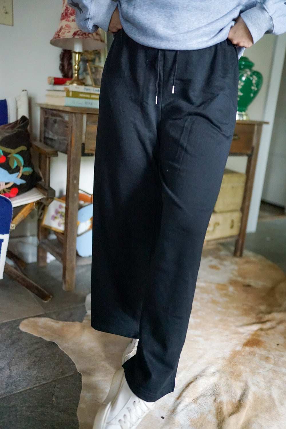 Threaded Pear Greta Elastic High Waist Drawstring Sweatpants