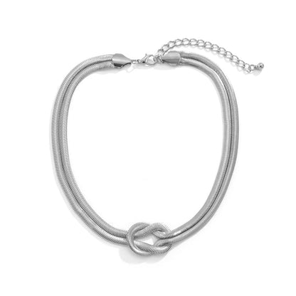 Silvertone Snake Chain Knot Layered Necklace