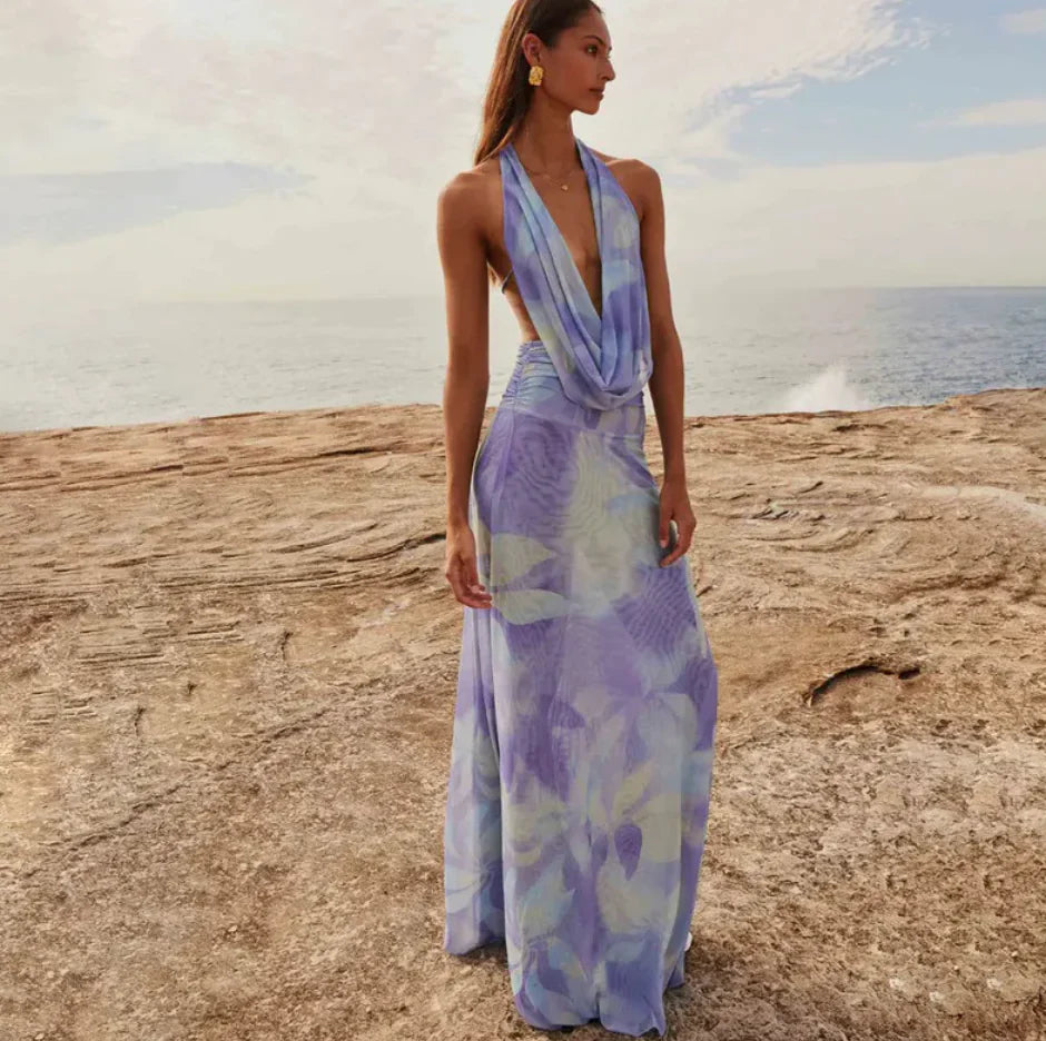 backless tie dye dress Backless tie-dye dress Print Rainbow for Women