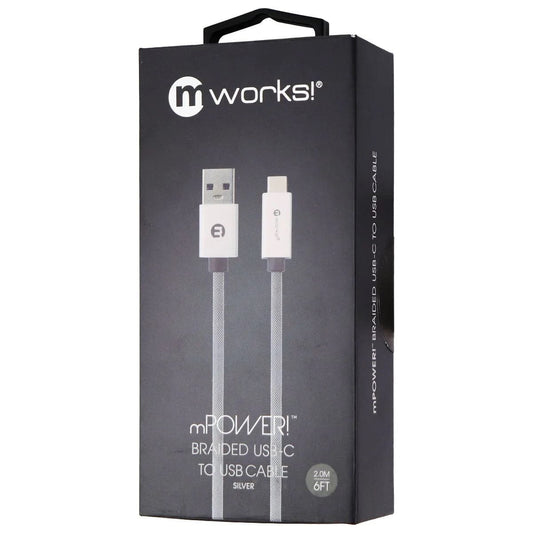 Mworks! Mpower! Braided Usb Lightning Cable for Apple Devices (6ft) - Silver