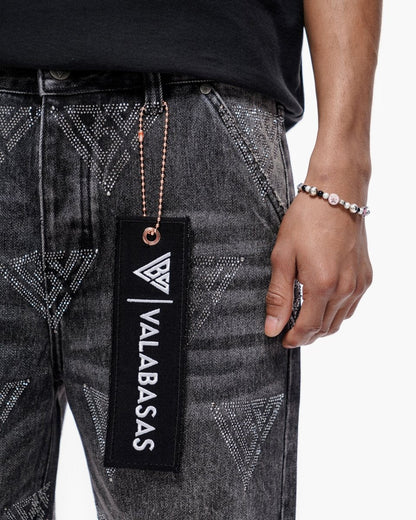 Valabasas Palace Rhinestone Shorts - Grey Wash