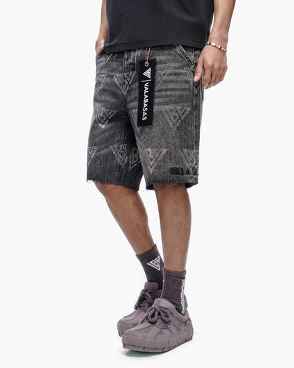 Valabasas Palace Rhinestone Shorts - Grey Wash
