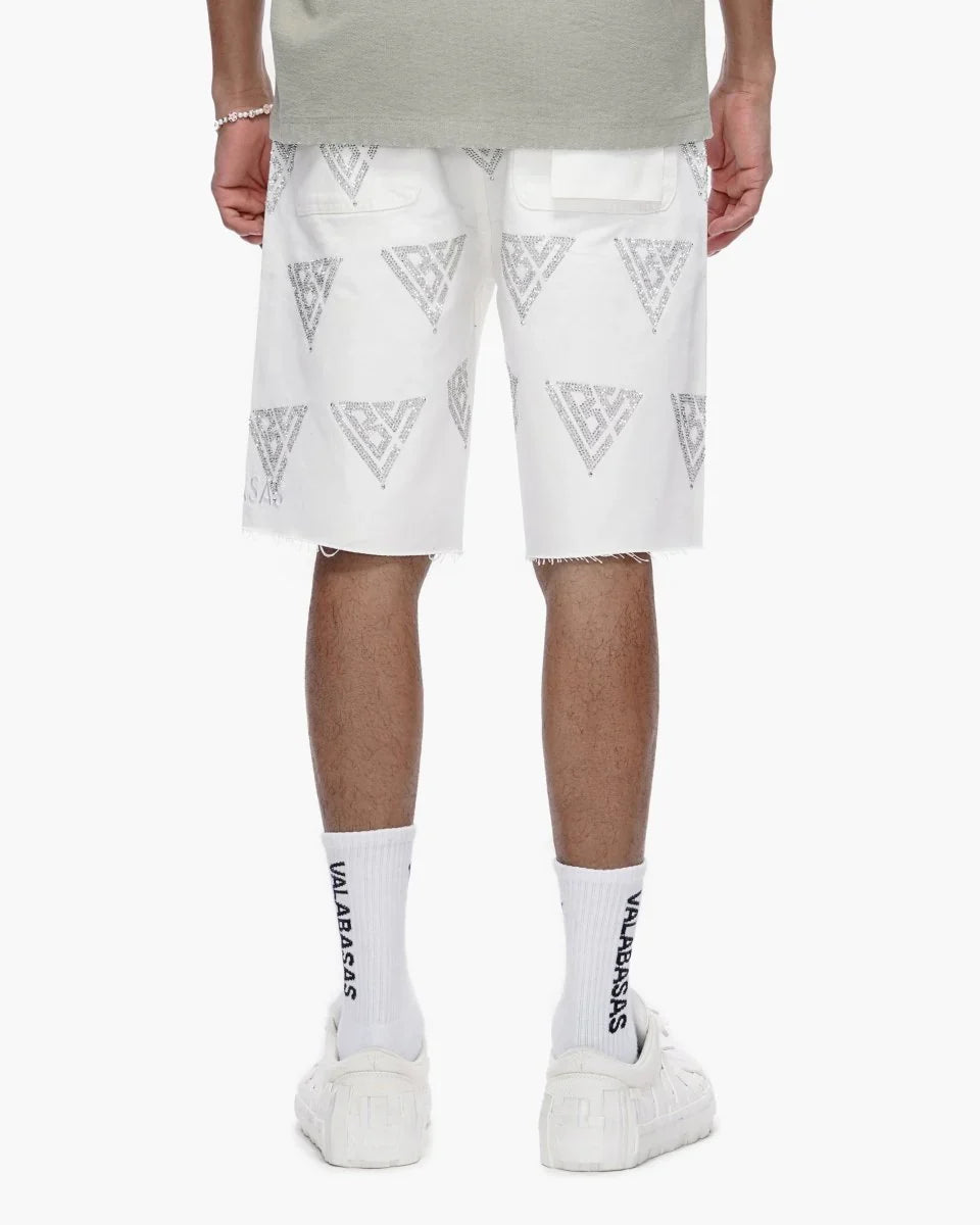 Valabasas Palace Rhinestone Shorts - White