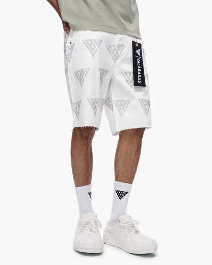 Valabasas Palace Rhinestone Shorts - White