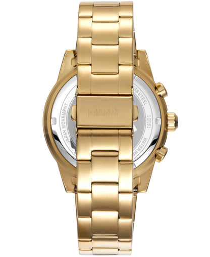 Dkny Men Watch, Gold Color Case, Black Dial, Gold Color Metal Bracelet, Chronograph, 10 Atm-2