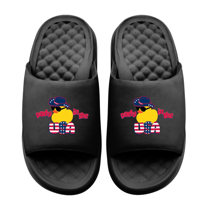 Party in the USA Rubber Duck Motive Slide Sandals