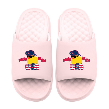 Party in the USA Rubber Duck Motive Slide Sandals