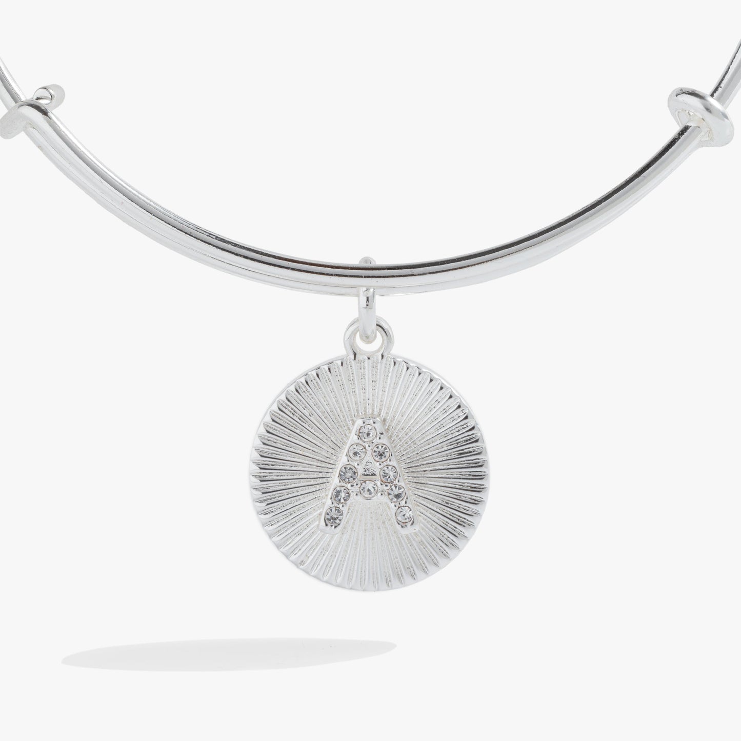 Initial A Pave Starburst Texture Bangle