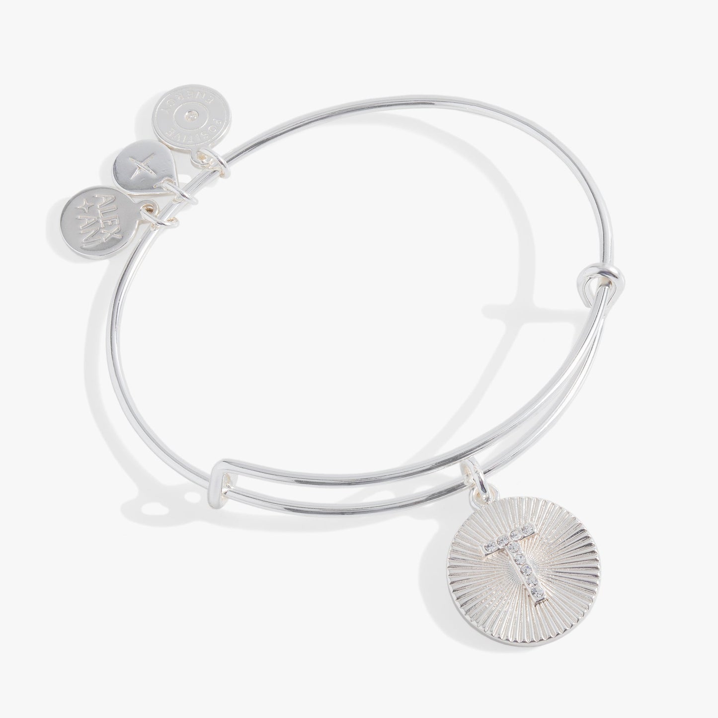 Initial T Pave Starburst Texture Bangle