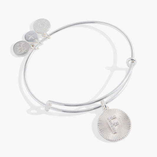 Initial F Pave Starburst Texture Bangle