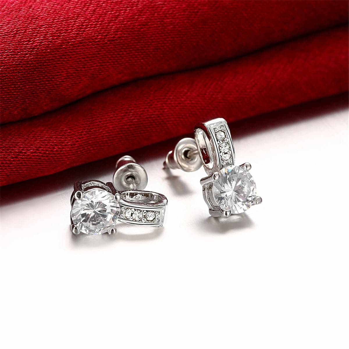 Cubic Zirconia & Silvertone Square Drop Earrings